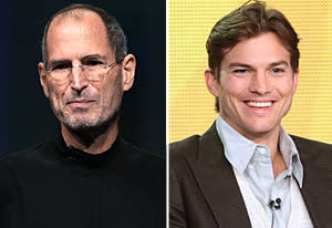 Steve Jobs, Ashton Kutcher | Photo Credits: Justin Sullivan/Getty Images; Frederick M. Brown/Getty Images