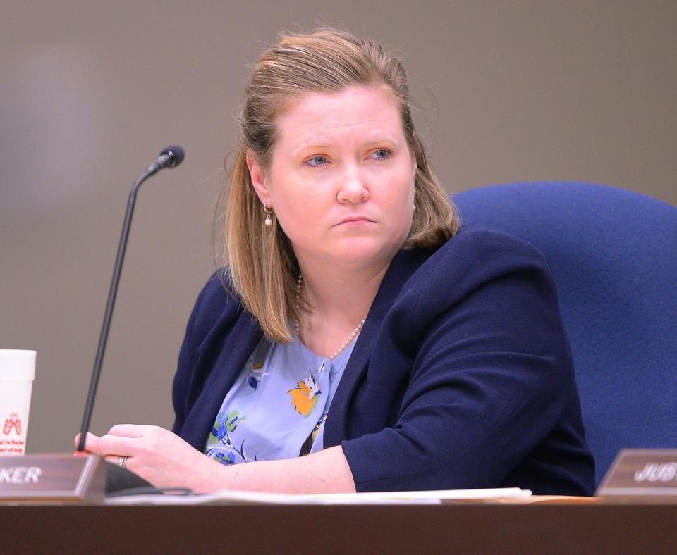 Spartanburg County Council members, including Jessica Coker, meet during a council session at the Spartanburg County Administration Building in Spartanburg, Monday evening, February 21, 2022. 