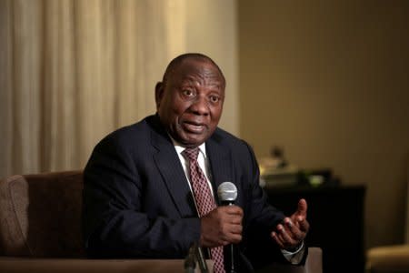 President Cyril Ramaphosa addresses the members of the South African Foreign Correspondents Association in Johannesburg, South Africa  November 1, 2018. Gianluigi Guercia/Pool via REUTERS