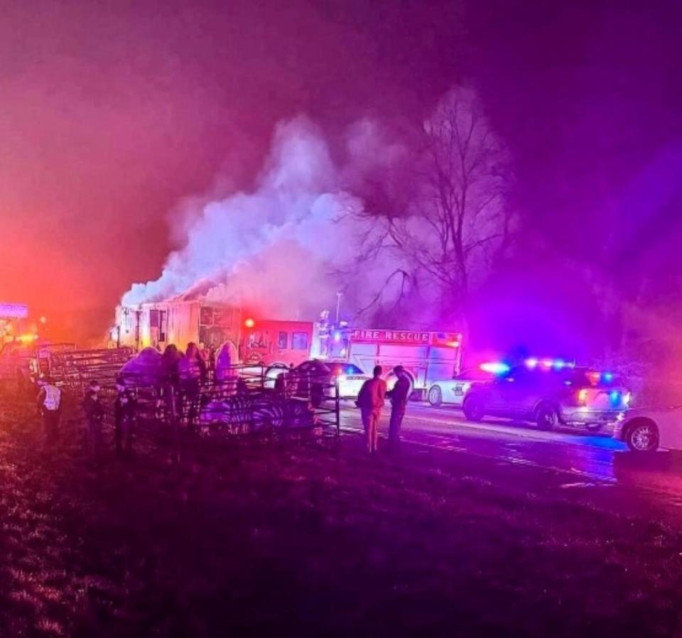 PHOTO: Several circus animals were rescued from a trailer after a semi-truck caught fire in Grant County, Indiana, on Jan. 27, 2024. (Indiana State Police)
