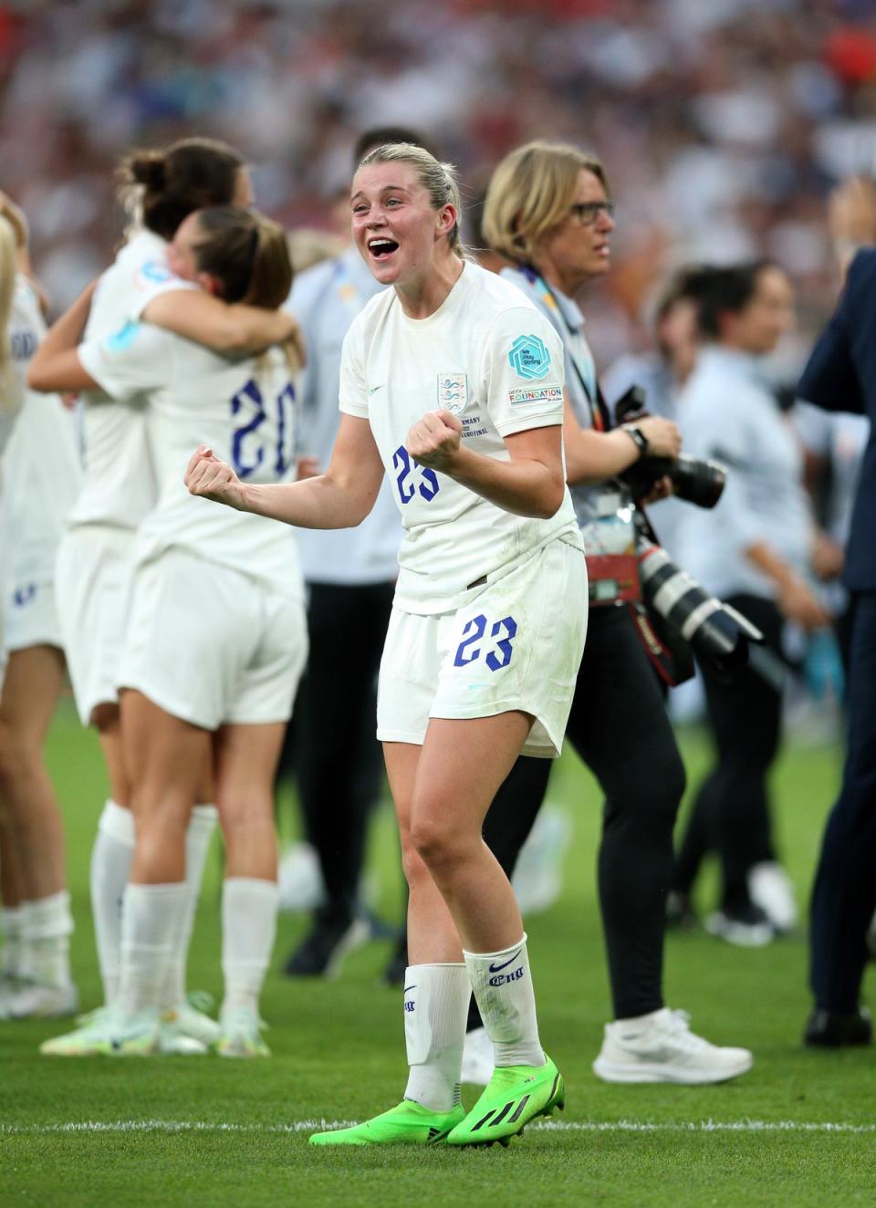 England’s Alessia Russo celebrates winning the Uefa Women’s Euro 2022 tournament (Nigel French/PA) (PA Wire)