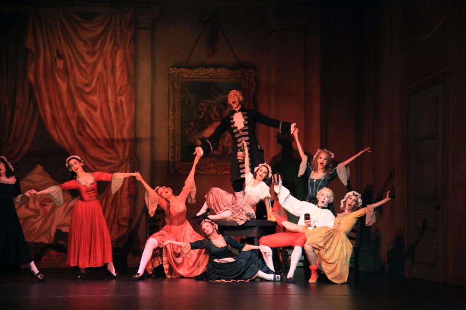 A scene from The Sarasota Ballet’s 2016 production of Dame Ninette de Valois’s “The Rake’s Progress.”