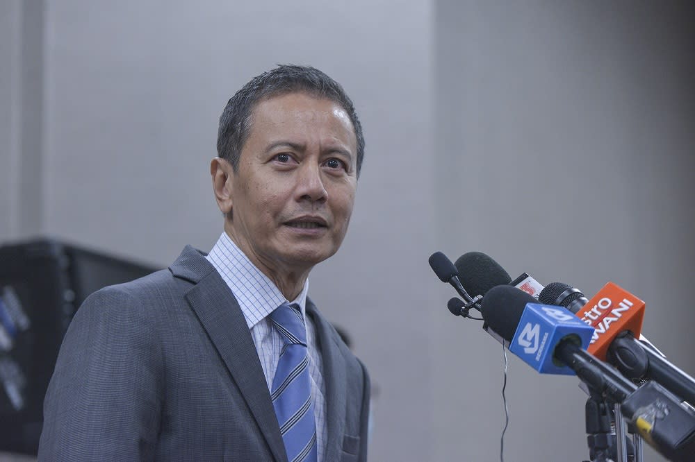 Dewan Rakyat Speaker Datuk Azhar Azizan Harun speaks during a press conference in Parliament August 12, 2020. — Picture by Shafwan Zaidon