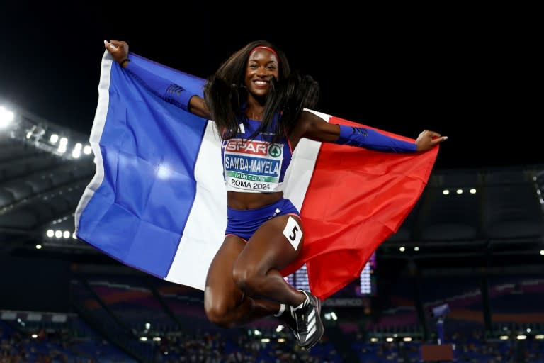 La Française Cyréna Samba-Mayela a été sacrée championne d'Europe du 100 m haies à Rome le 8 juin 2024 (Anne-Christine POUJOULAT)