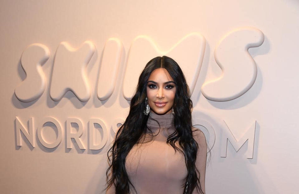 Kim became a bonafide fashion mogul herself when she launched her inclusive shapewear brand SKIMS in 2020. At the official launch, she wore a SKIMS signature nude turtleneck, and paired it with a matching leather skirt.