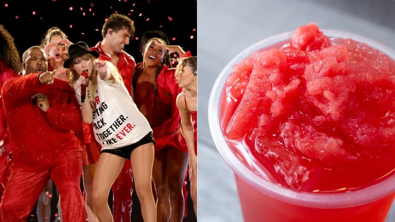 Taylor Swift singing and cherry slushy