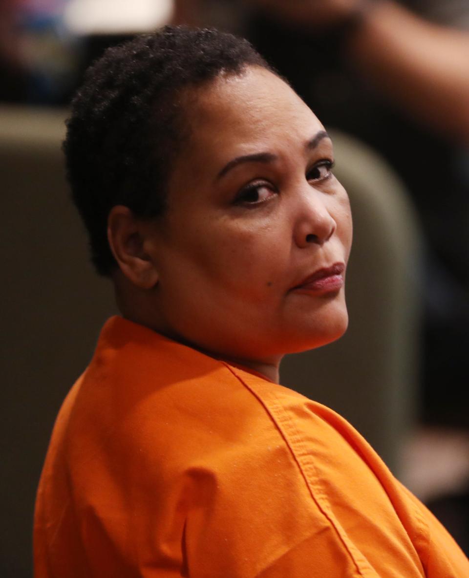 Sherra Wright appeared in court Thursday, July 25, 2019, to plead guilty in the murder of her husband Lorenzen Wright in Memphis, Tenn.