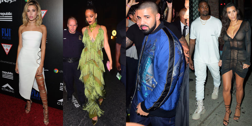 <p>From <a rel="nofollow noopener" href="http://www.harpersbazaar.com/culture/film-tv/news/a17380/drake-rihanna-vmas-2016/" target="_blank" data-ylk="slk:Drake confessing his undying love;elm:context_link;itc:0;sec:content-canvas" class="link ">Drake confessing his undying love</a> for Rihanna, to <a rel="nofollow noopener" href="http://www.harpersbazaar.com/culture/film-tv/news/a17372/beyonce-vmas-2016/" target="_blank" data-ylk="slk:Beyonce bringing down the house;elm:context_link;itc:0;sec:content-canvas" class="link ">Beyonce bringing down the house</a> with her Lemonade medley, the MTV Video Music Awards did not disappoint as usual. But after the party—it's the after-party. Beyonce, Jay-Z, and Kimye headed to a post-show dinner at Pasquale's while Rihanna, Drake, Stella Maxwell and more hit Up & Down for more dancing. Below, see the best after-party looks. </p>