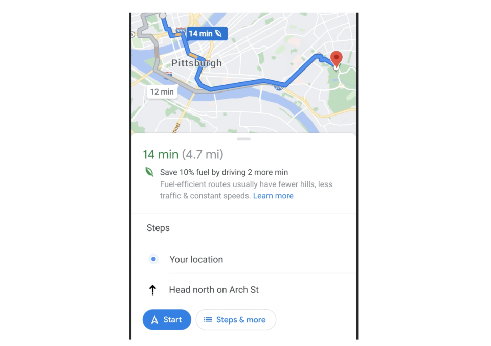 Eco-friendly routing on Google Maps