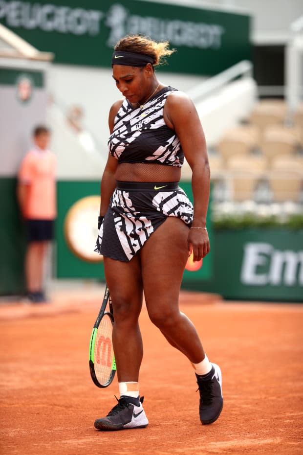 <em>Serena Williams in Virgil Abloh for Nike at the 2019 French Open. Photo: Adam Pretty/Getty Images</em>