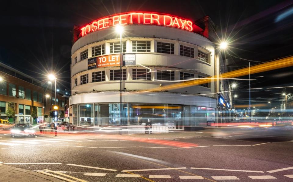 Tim Etchells’ neon installation lights up the night (Graham Whitmore)