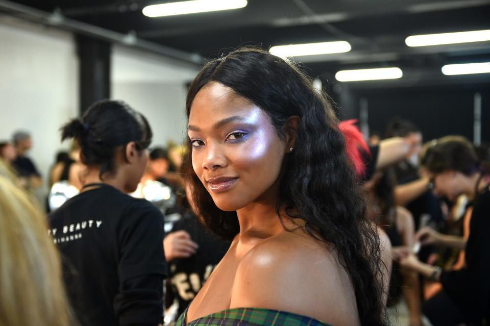 BROOKLYN, NY - SEPTEMBER 12:  A model poses backstage for the Savage X Fenty Fall/Winter 2018 fashion show during NYFW at the Brooklyn Navy Yard on September 12, 2018 in Brooklyn, NY.  (Photo by Bryan Bedder/Getty Images for Savage X Fenty )