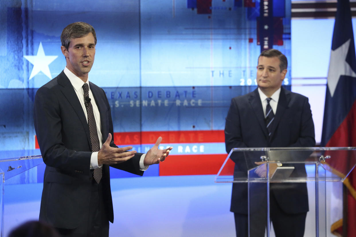 U.S. Rep. Beto O’Rourke, D-Texas, left, and U.S. Sen. Ted Cruz debate on Oct. 16, 2018, in San Antonio. (Photo: Tom Reel/San Antonio Express-News via AP, Pool)