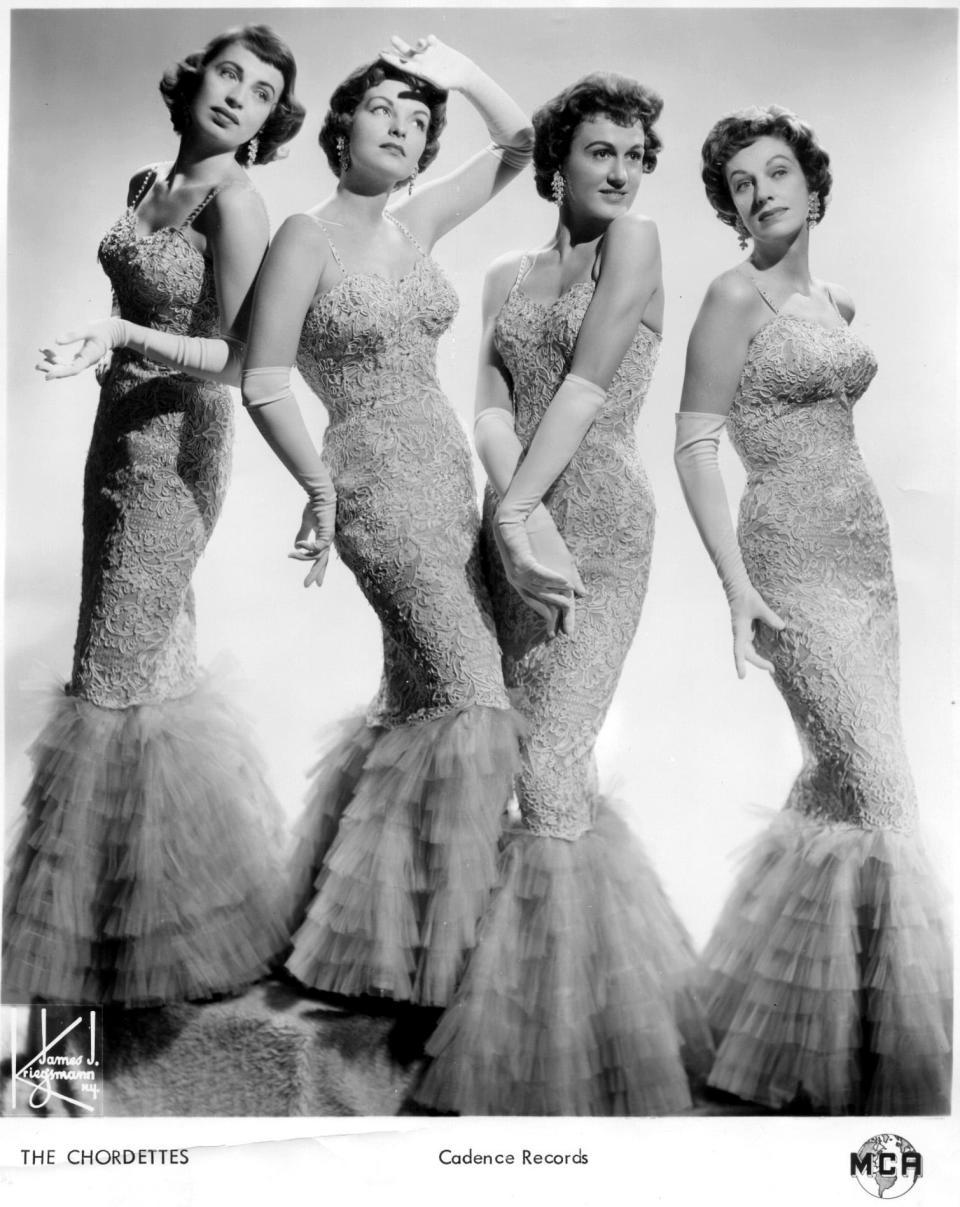 This is a handout promotional photo of the Chordettes from the 1950s.