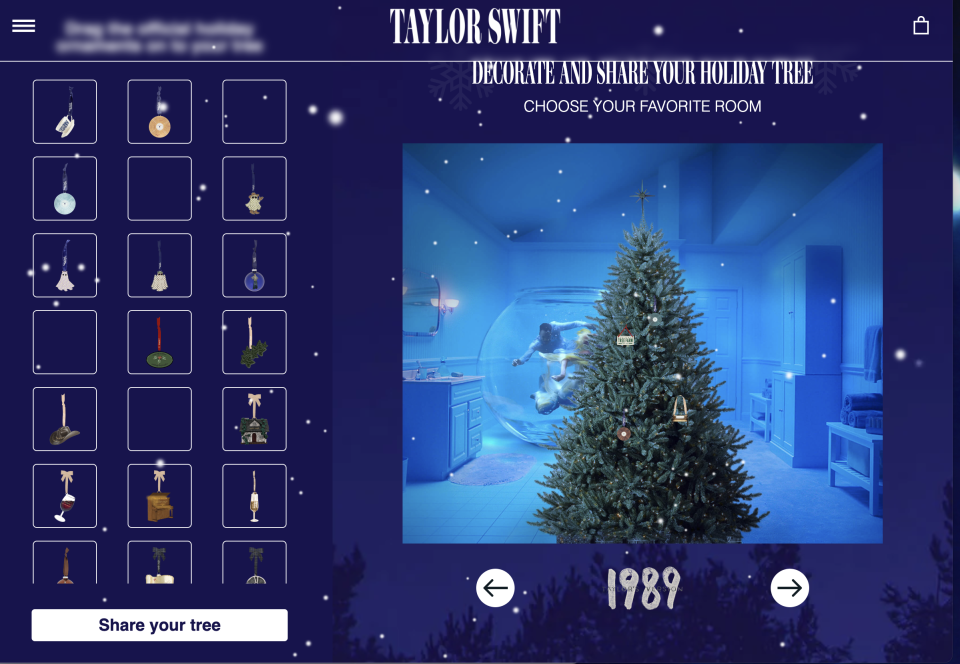 Taylor Swift tree that fans can decorate and share on Store.TaylorSwift.com
