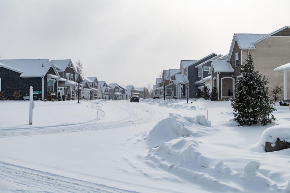 A new housing development near Palomino Drive and Stirrup Street in East Lansing, pictured Friday, Jan. 19, 2024.