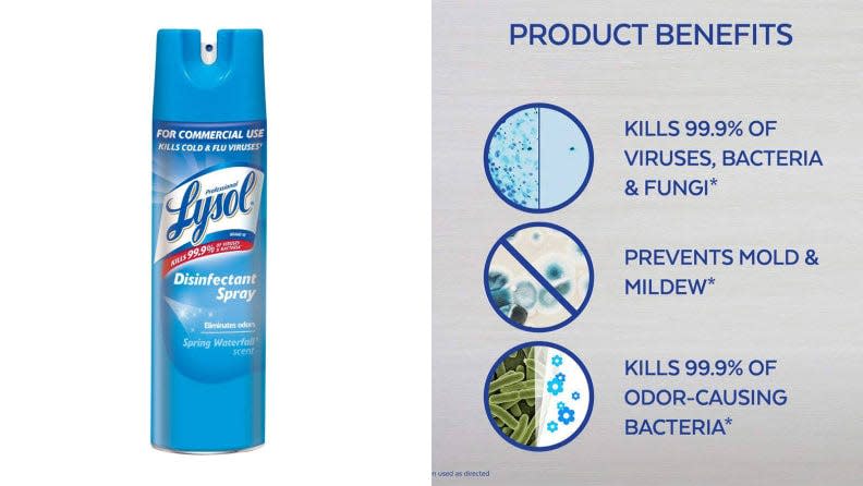 Kill germs around your home with the Lysol Disinfectant Spray.
