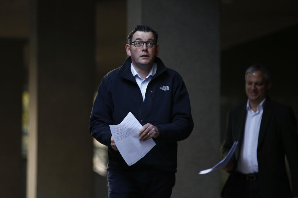 Victorian Premier Daniel Andrews seen looking concerned. 