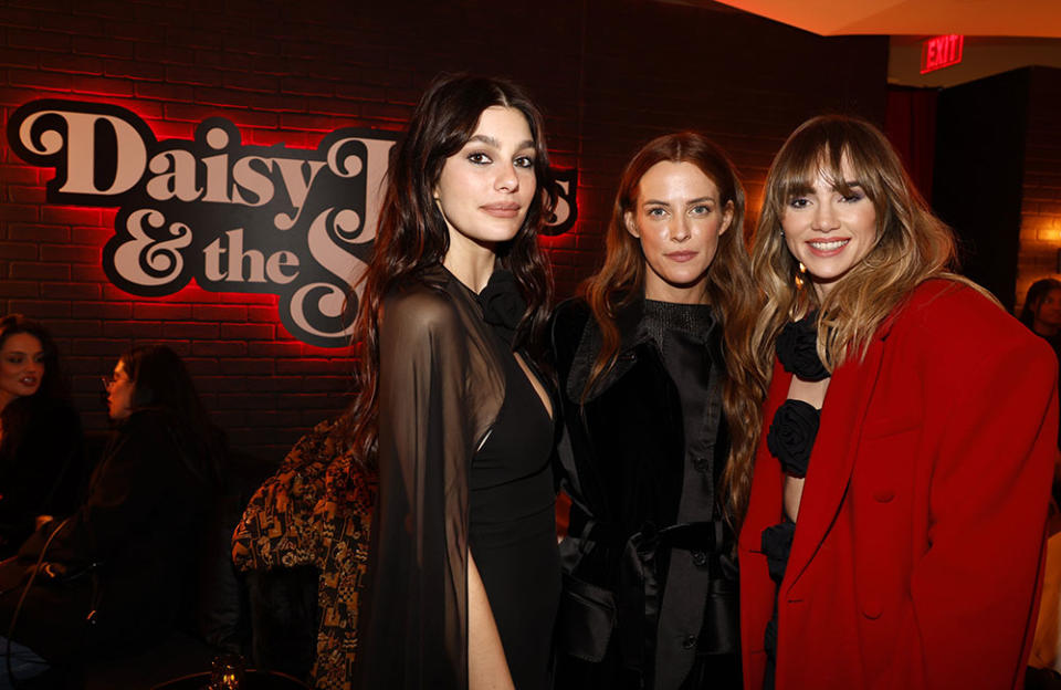 (L-R) Camila Morrone, Riley Keough and Suki Waterhouse attend the after party for Los Angeles Premiere of Prime Video's "Daisy Jones & The Six" - After Partyon February 23, 2023 in Hollywood, California.