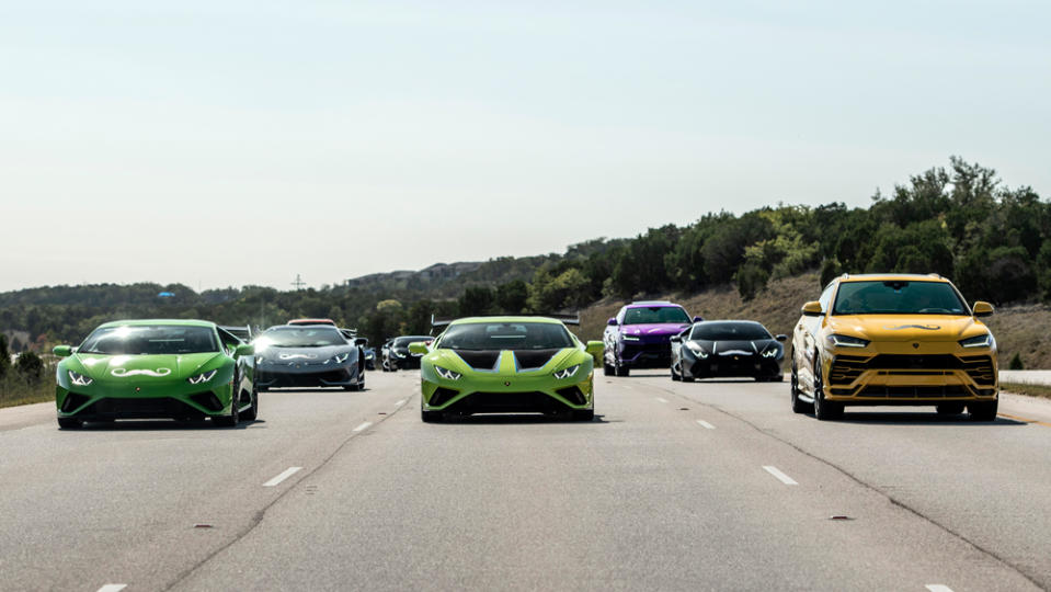 Lamborghini and the Movember Foundation host a drive in Austin, Tex., among several locations in the US, to raise awareness for men's health issues.