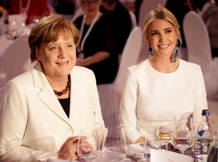 Ivanka Trump, daughter and adviser of U.S. President Donald Trump, and German Chacellor Angela Merkel attend a dinner in Berlin, Germany, April 25, 2017. REUTERS/Michael Sohn/Pool