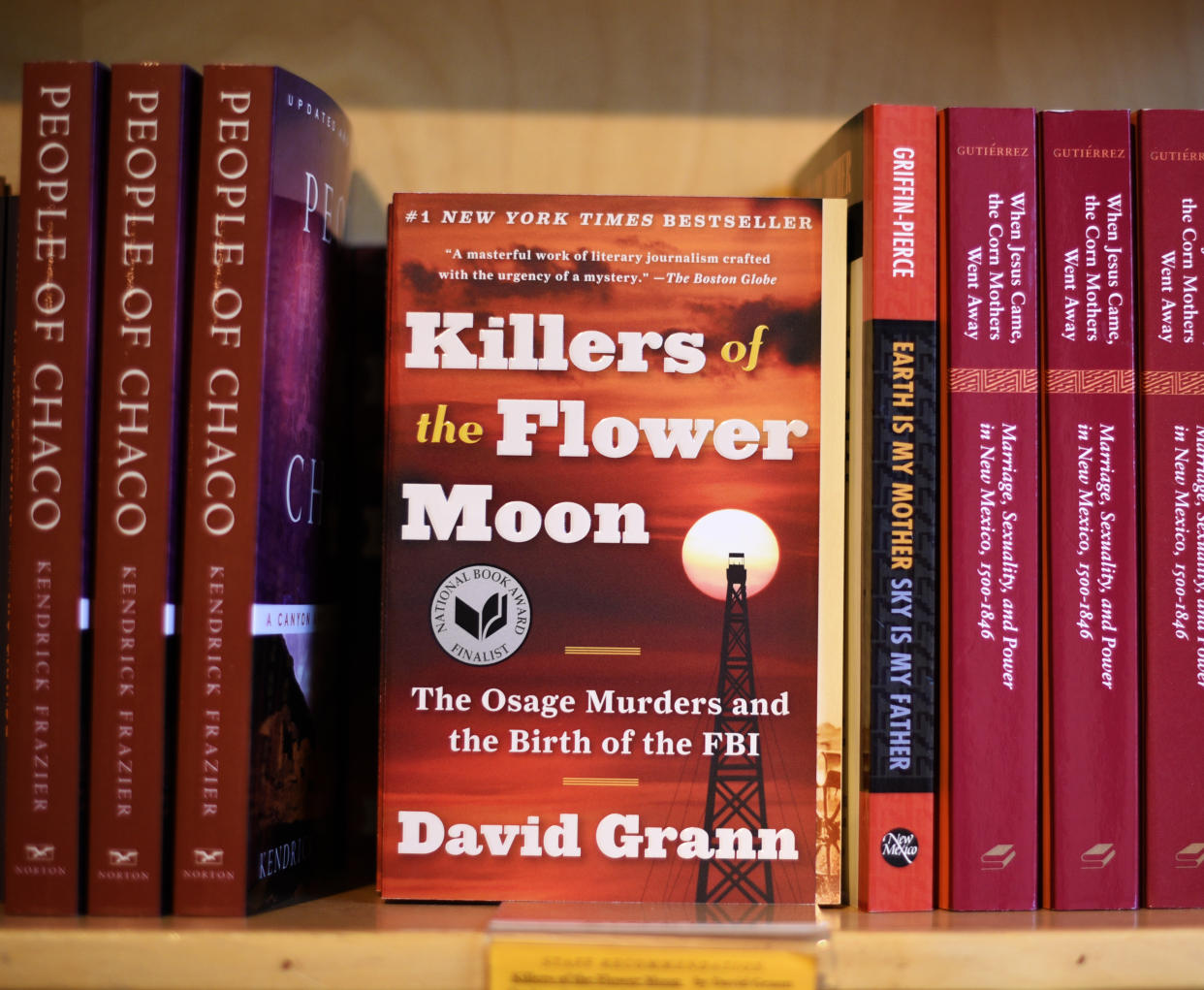 A copy of the best-selling 'Killers of the Flower Moon' by David Grann.