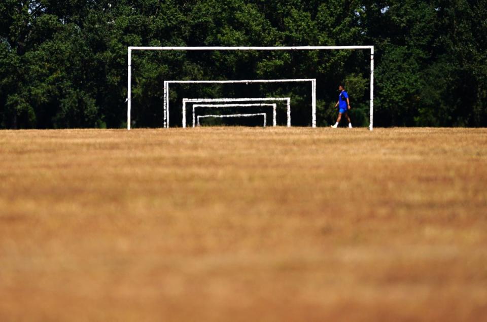 Footballers faced bone dry pitches at Hackney Marshes (Victoria Jones/PA) (PA Wire)