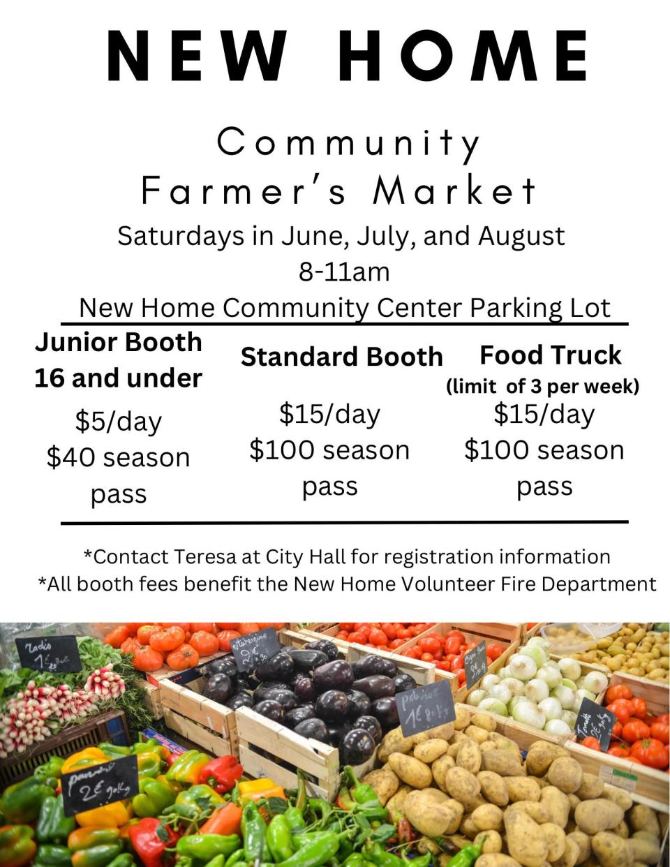 The New Home Community Farmer's Market hopes to raise funds for the local volunteer fire department this 2023 season.