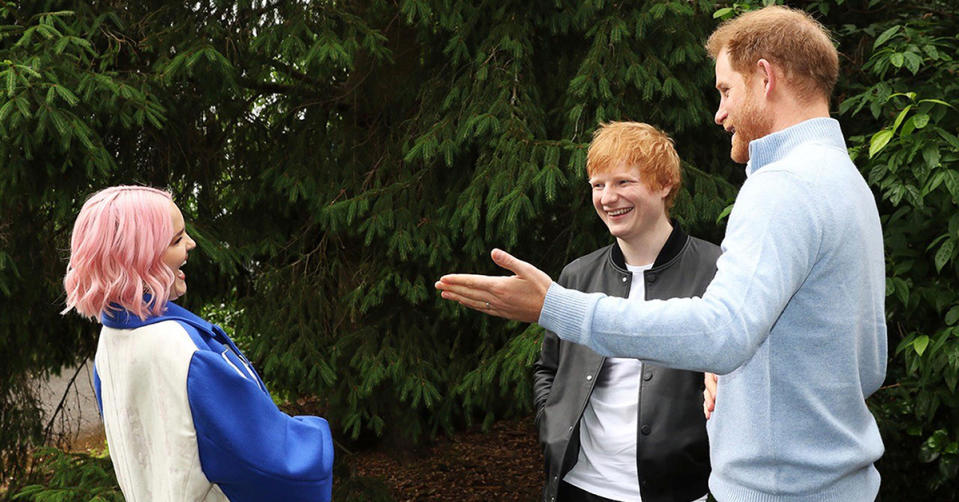 Prince Harry with Anne-Marie and Ed Sheeran