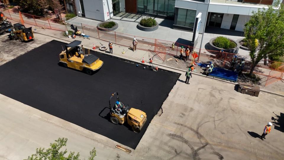 Paving the water main repair sites began on Wednesday.