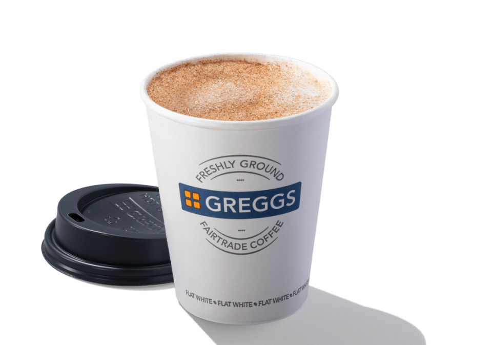 greggs easter menu cinnamon flat white