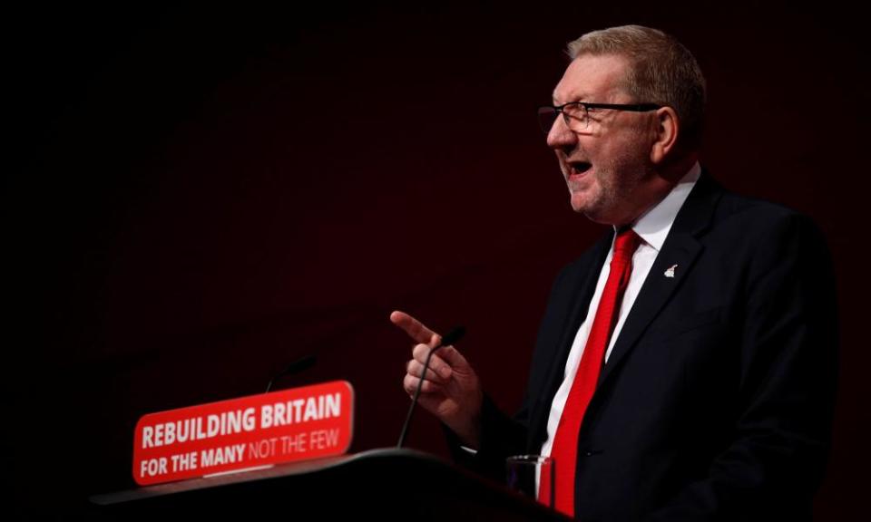 Len McCluskey speaking at the Labour conference on Monda.