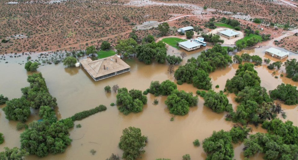 The Rawlinna sheep station was battered by heavy rainfall alongside other parts of the states outback flooding. 
