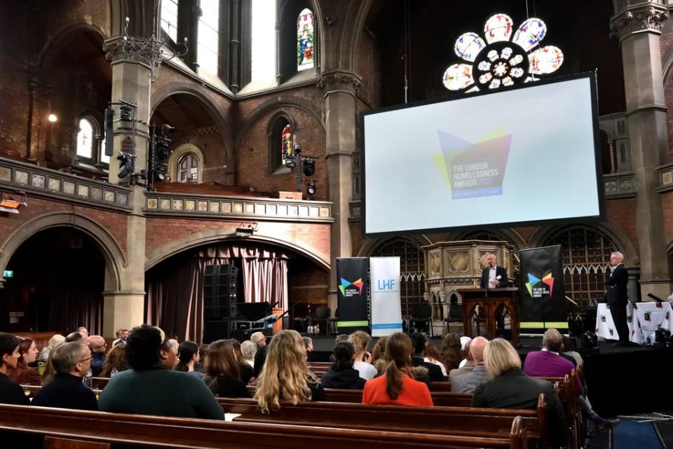 This year’s Awards, in their 21st year, were held at Union Chapel in Islington (London Homelessness Awards / Jo Mieszkowski)