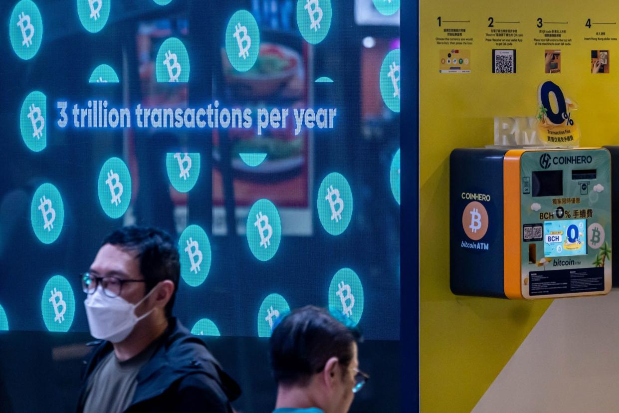 A cryptocurrency ATM, operated by Coinhero in Hong Kong, China, on Tuesday, Dec. 5, 2023. Photographer: Paul Yeung/Bloomberg