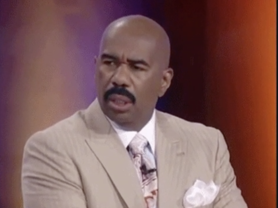 Steve Harvey looking shocked on "Family Feud"