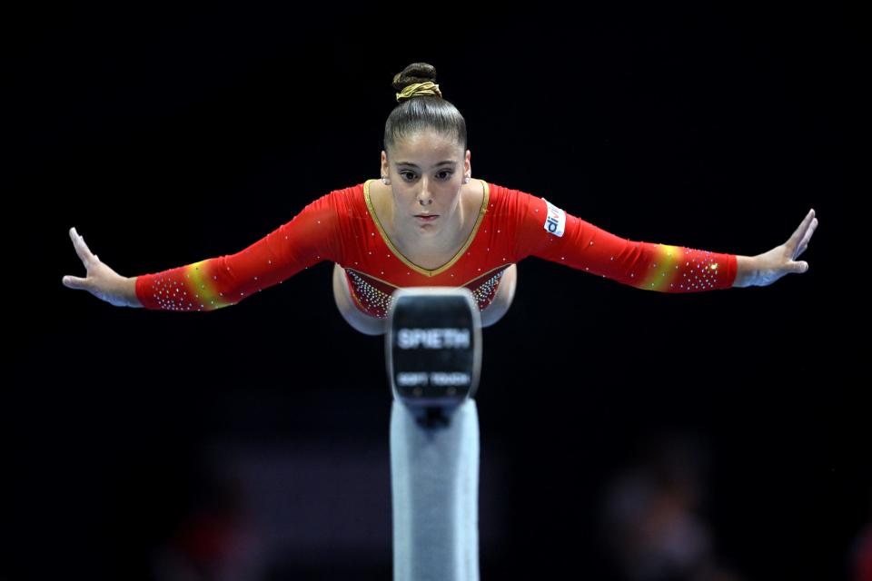 Spain's Lorena Medina competes in the Balance Beam during the Women's Artistic Gymnastics Subdivision 2 competition at the European Championships Munich 2022 in Munich, Germany.