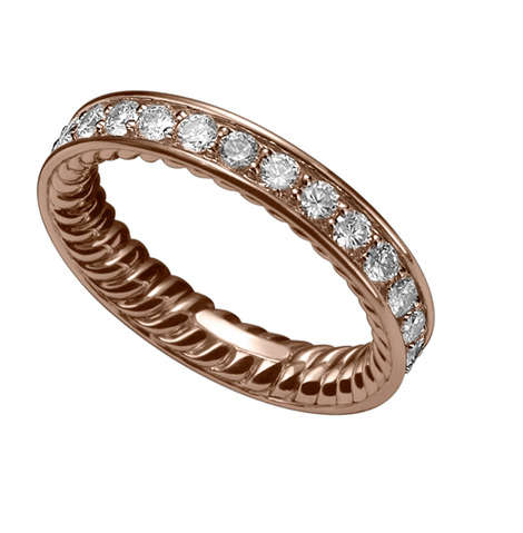 Style WR3002 8RADI7, 18K rose gold wedding band with diamonds, $4,150, David Yurman