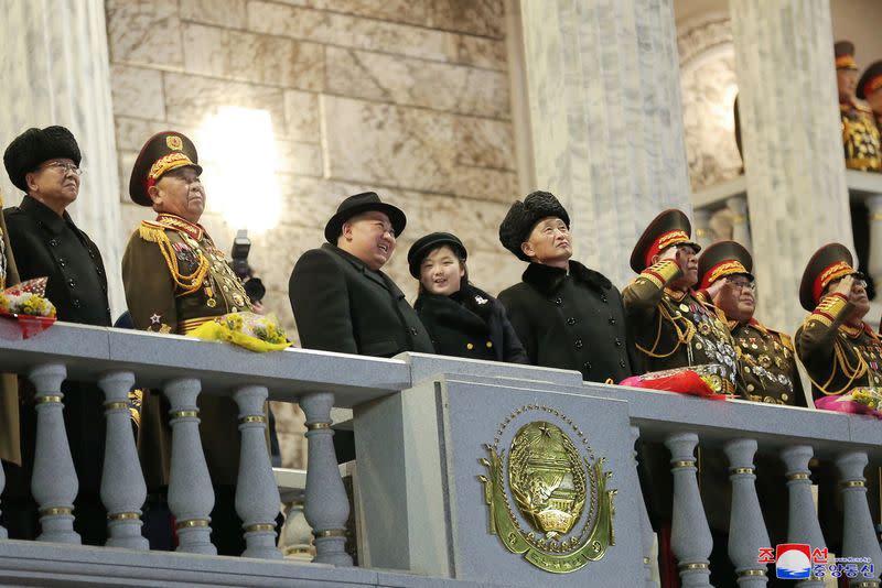 Military parade to mark the founding anniversary of North Korea's army, at Kim Il Sung Square in Pyongyang