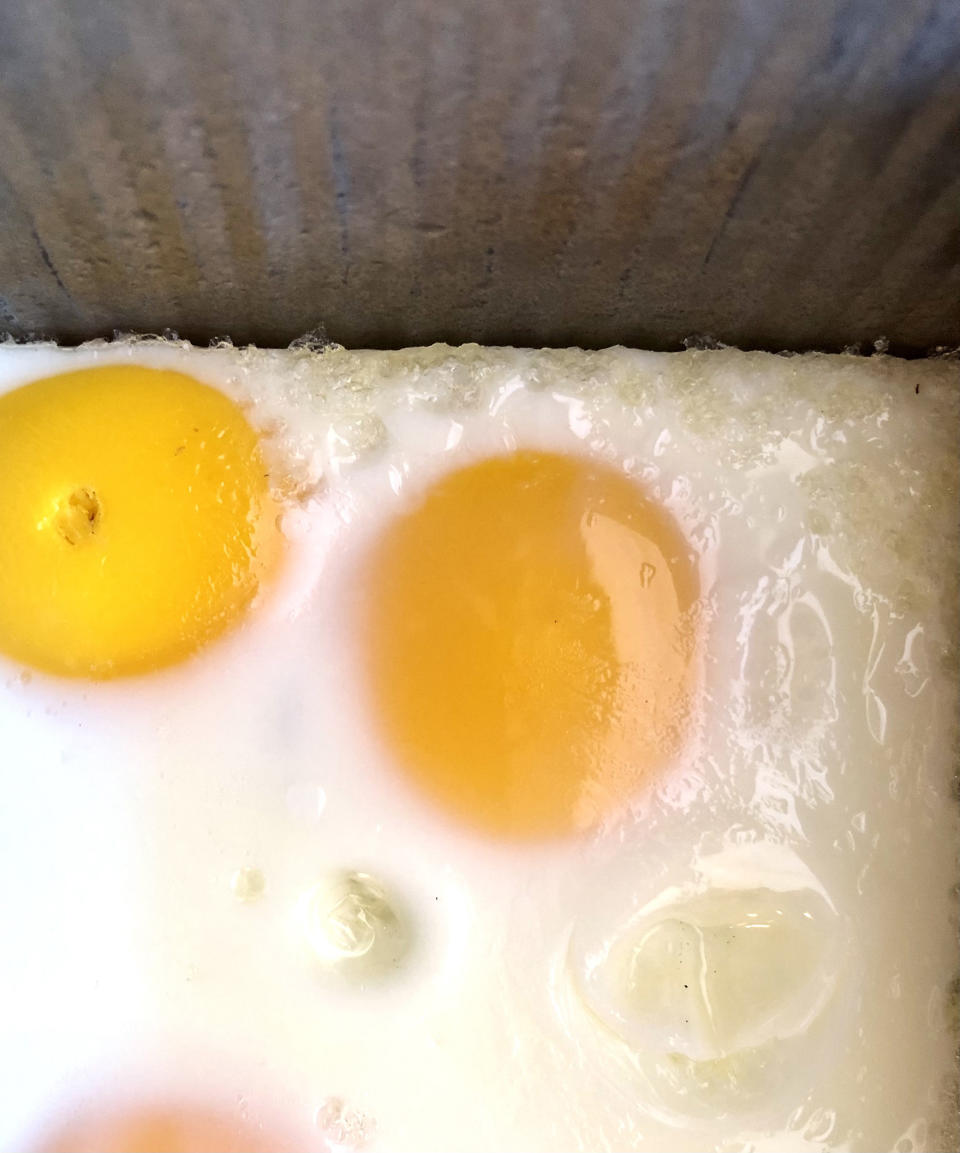 Portions of the egg came out hard and plastic-like, even with the water bath. (Heather Martin)