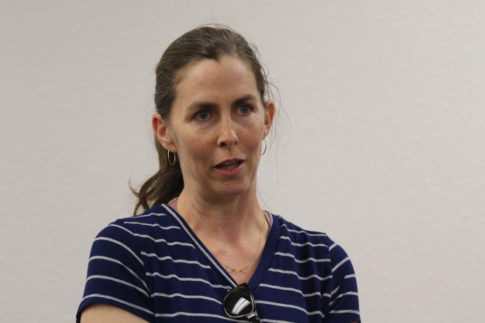 Acting Director of the New Mexico Interstate Stream Commission Hannah Riseley-White speaks during a meeting of the Carlsbad Irrigation District, March 11, 2020 in Carlsbad.