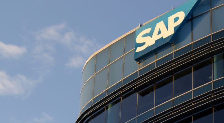 SAP sign is seen at SAP SuccessFactors Global Headquarters in South San Francisco, California