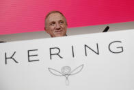 FILE - In this Feb.12, 2019 file photo, Francois-Henri Pinault, CEO of luxury group Kering arrives for the presentation of the company's 2018 full year results in Paris. The billionaire French donors that publicly promised flashy donations, including the Pinault family who have said they plan to pay via the Friends of Notre Dame, but it's mainly American citizens that have footed the bills and paid salaries for the up to 150 workers employed by the cathedral since the April 15 fire. (AP Photo/Christophe Ena)