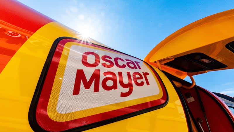 The Oscar Mayer Wienermobile is pictured in front of a Smith's Marketplace in West Jordan on Saturday, April 20, 2024.