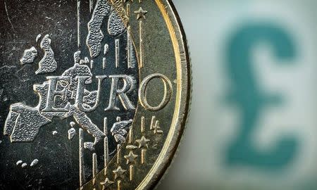 Sterling slides, euro slightly higher at start of big week