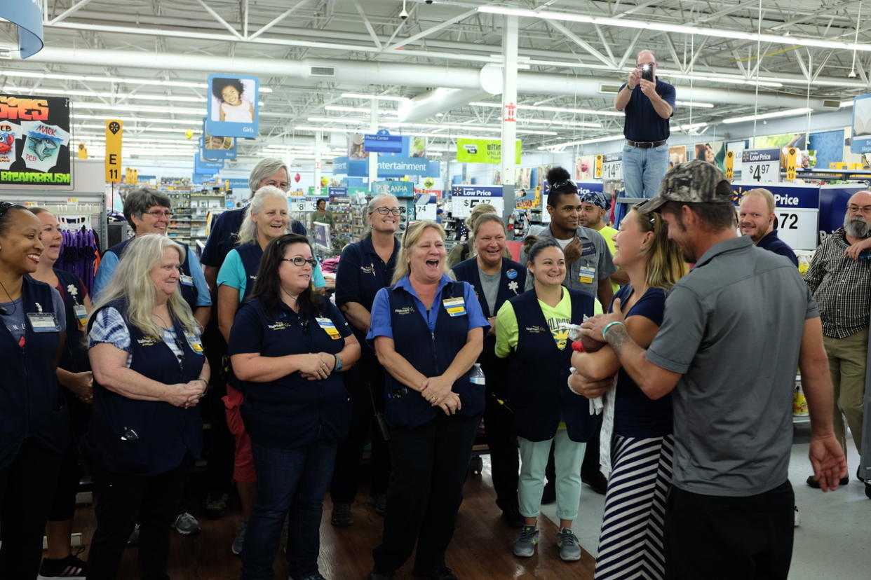 Walmart helped out the family of a newborn when they were forced to stay in a store parking lot after Hurricane Michael. (Photo: Walmart)