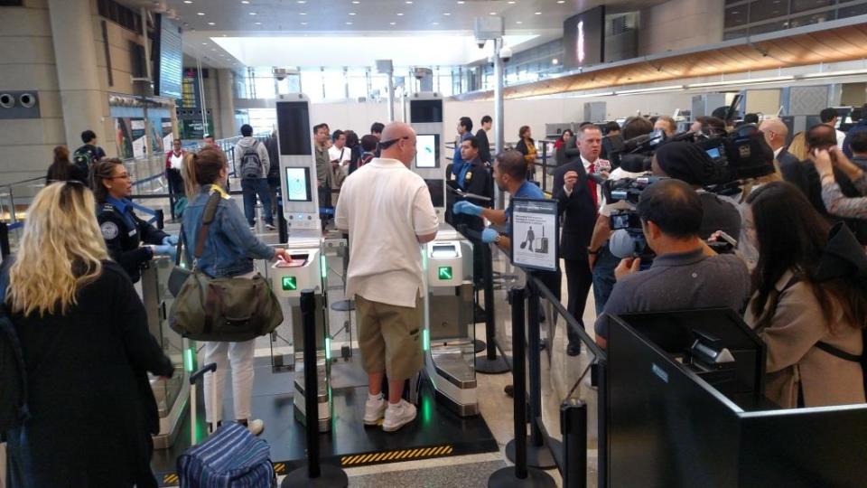 Checkpoints using facial recognition at the International Terminal at LAX. (Los Angeles World Airports)