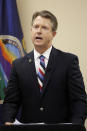 Senate candidate Rep. Roger Marshall, R-Kan., answers a question during a GOP senatorial debate In Manhattan, Kan., Saturday, May 23, 2020. (AP Photo/Orlin Wagner)