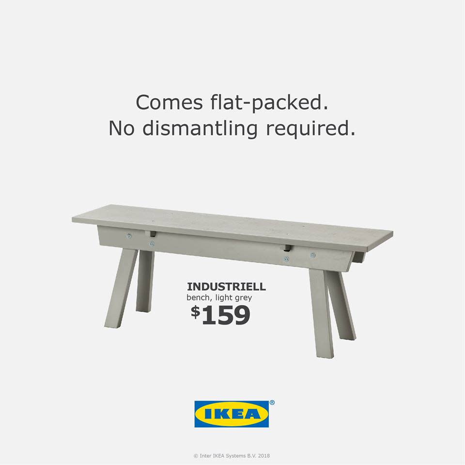 IKEA’s parody ad on Singapore’s bus stop benches. PHOTO: Facebook/IKEA