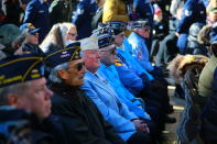 <p>Veterans await the start of a ceremony in Madison Square Park before the Veterans Day parade in New York City on Nov. 11, 2017. (Photo: Gordon Donovan/Yahoo News) </p>